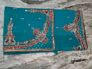 Elegant Teal Saree💥💥festive offer