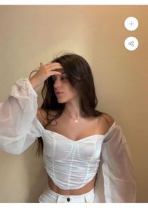 White Corset Top with Sheer Sleeves