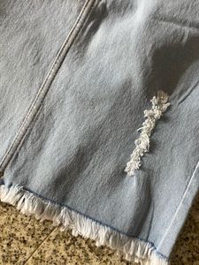 stretchable waist denim mini skirt