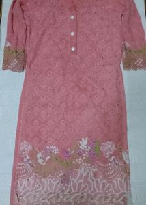 😍Cute Pink Designer Georgette Kurti With Lining