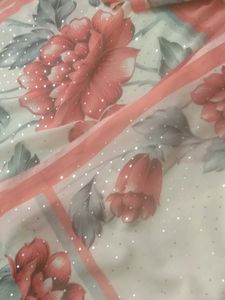 Silk Georgette  White Chamki Saree