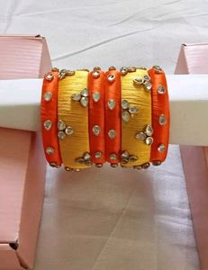 Thread Kundan Work Bangles Set