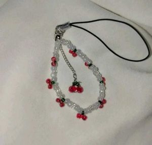 Cherry Beaded Phone Charm