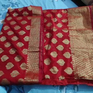 Red &amp; Gold Banarasi Silk Saree
