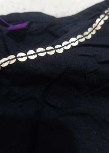 Kurti With Sequin And White Embroidery Like Detail