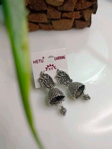 Radha Krishna Oxidised Earrings