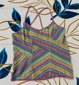 Multicolour Cross Lace Cami Top