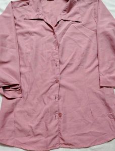 Pink 3/4 Sleeve Button-Down Shirt