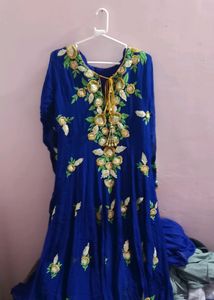 Blue Embroidery Kurti Set With Dupatta
