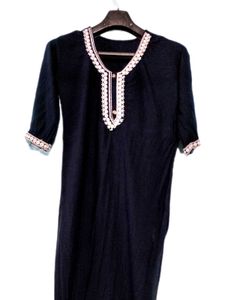 Elegant blue Kurti with Embroidered Neckline