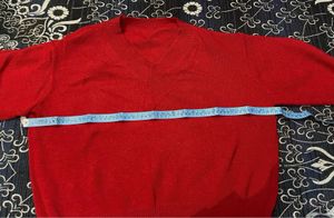 Red V-Neck Pullover Sweater