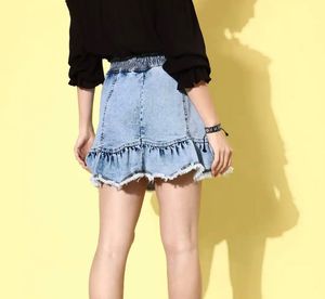 Ruffled Denim Mini Skirt