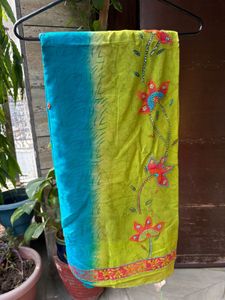Vintage Teal &amp; Lime Beaded Scarf
