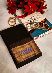 Elegant Coffee Brown Saree Zaree Patta