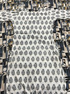 Kurti Set White Obsylic Design