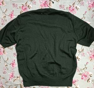 Floral Embroidered Short Sleeve Sweater