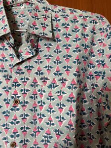 Sanganeri Print Pure Cotton Shirt - L