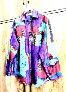 Purple Printed Shirt Size-44