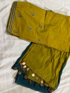 Teal &amp; Gold Salwar Kameez Set
