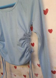 Cute Light Blue Long Sleeve Top