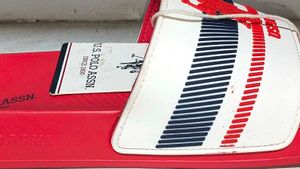 USPA Mens Rafa Printed Slides - Red &amp; White