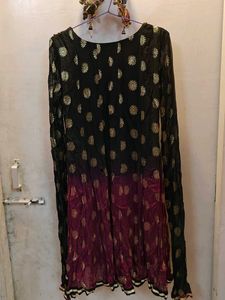 Designer Two-Shaded Embroidered Kurta with Dupatta