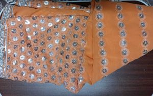 Orange Embroidered Saree