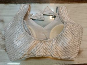 Silver Silk Sequins Blouse