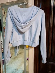 Light Blue Cropped Zipper Hoodie