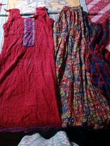 Red Suit With Flared Palazzo