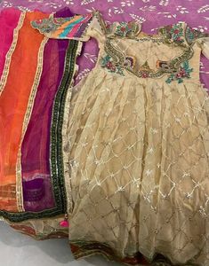 Stitched Embroidered Net Anarkali Dress