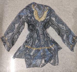 Y2k Pinteresty Printed Sheer Kurti/top