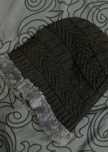 Beanie fur black winter cap unisex
