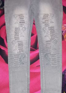 Gray Wash Denim Jeans