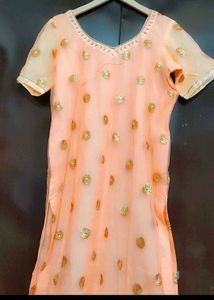 Light Orange Kurta Golden Skirt &amp; Dupatta 40 Bust