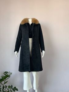 Dark Grey Fur Collar Coat