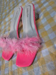 Faux Fur Pink Sneak-a-peek Heels 👠