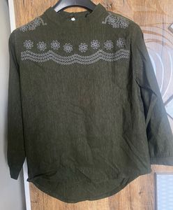 Women’s Green Embroidered Top
