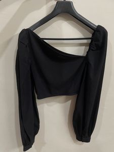 NA-KD Black Balloon Sleeves Top