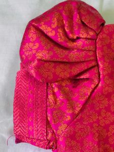 Pink Embroidered Sari Blouse