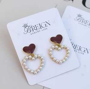 Heart Pearl Drop Earrings