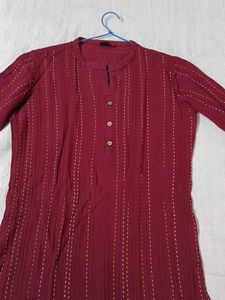 Maroon Striped Kurta