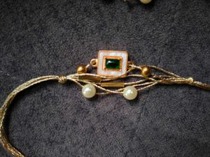 Pearl &amp; Gold Rakhi Bracelet