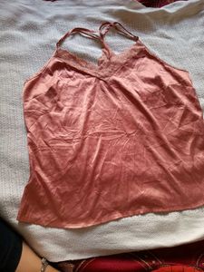 Satin Lace Trim Night Top