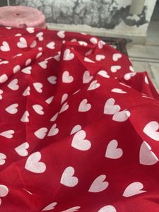Red Heart Print single bed sheet