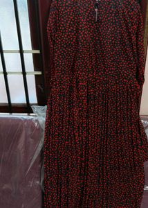 Red and Black Print Dress