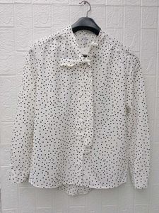 New with tag Korean Polka Dot Tie Neck Blouse