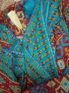 Teal Embroidered Kurti