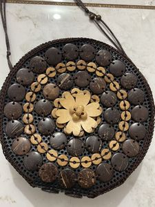 Coconut Shell Beaded Sling Crossbody Purse