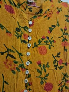 Floral Print Yellow Dress